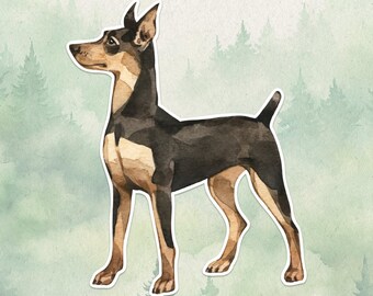 Waterproof vinyl Doberman Pinscher sticker, Cute dog lover gift, Great decal for laptops, kindles, and water bottles