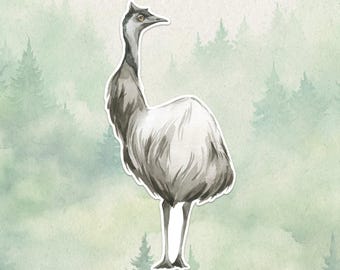 Adesivo impermeabile in vinile a forma di emù, simpatico regalo per gli amanti degli animali, ottimo adesivo per laptop, Kindle e bottiglie d'acqua.