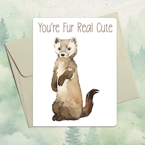 Cartão de zibelina personalizado feito à mão, presente fofo para amantes de animais, cartão de felicitações personalizado com animais