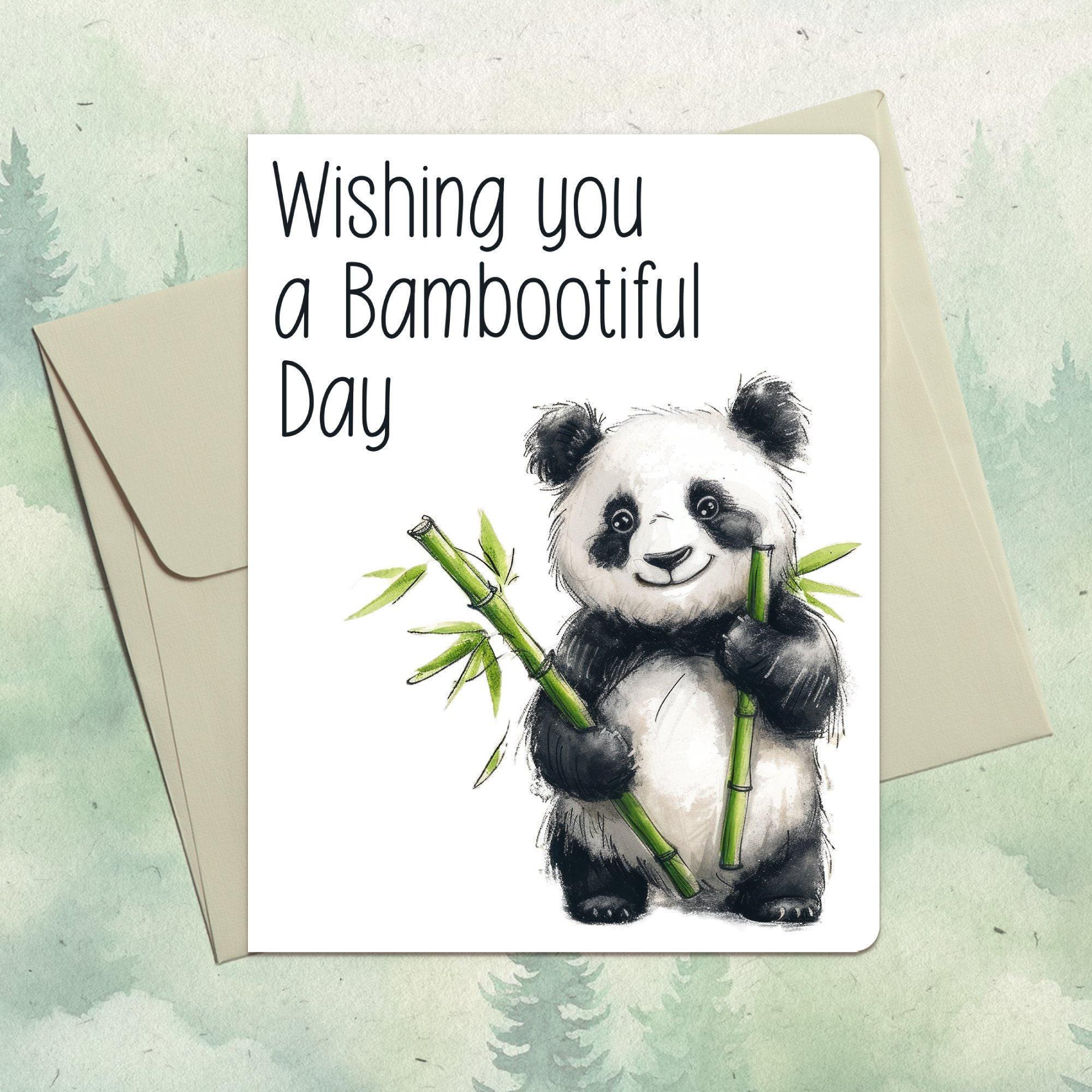 Panda Card. Handmade Greeting Card. Bambootiful Day - Etsy