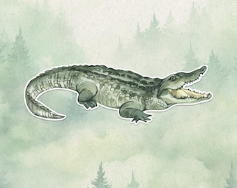 Waterproof vinyl crocodile sticker, Cute animal lover gift, Great decal for laptops, kindles, and water bottles