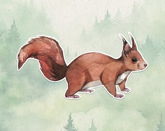Waterproof vinyl squirrel sticker, Cute animal lover gift, Great decal for laptops, kindles, and water bottles