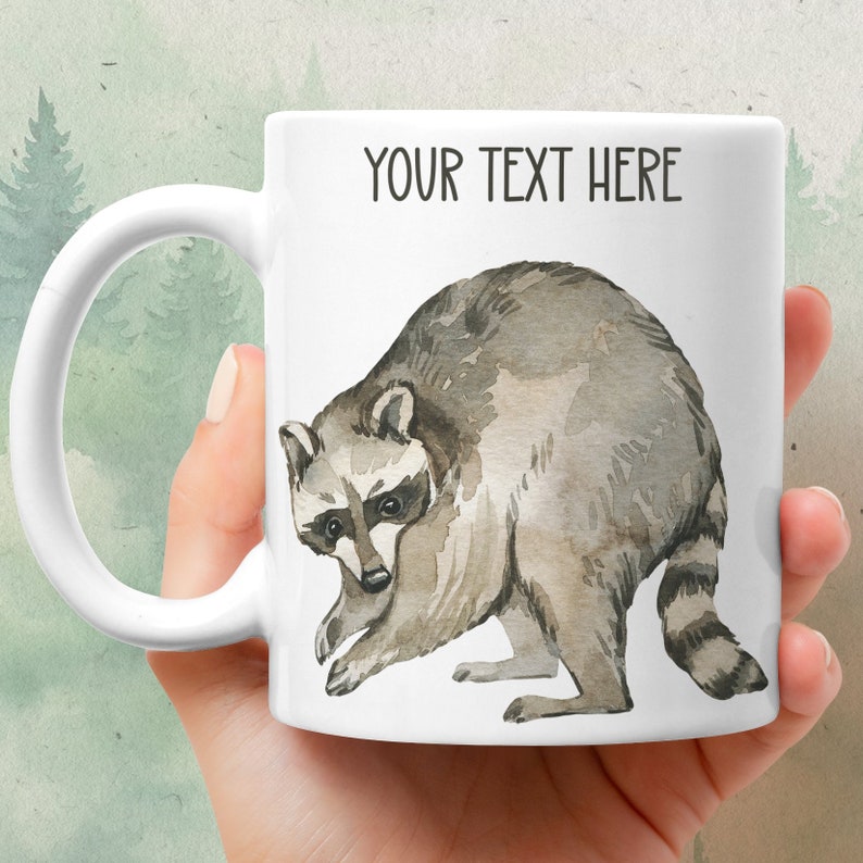 Raccoon Mug - Personalized Ceramic Coffee Mug - Watercolor - Etsy