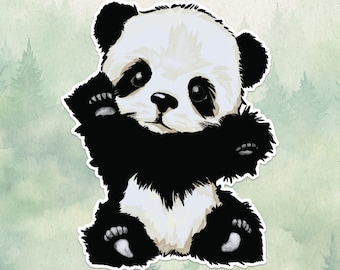 Waterproof vinyl panda sticker, Cute animal lover gift, Great decal for laptops, kindles, and water bottles