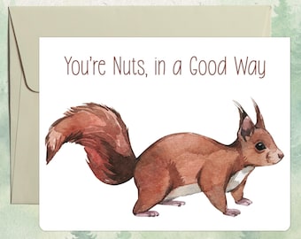 Custom handmade squirrel card, Cute animal lover gift, Personalized animal greeting card