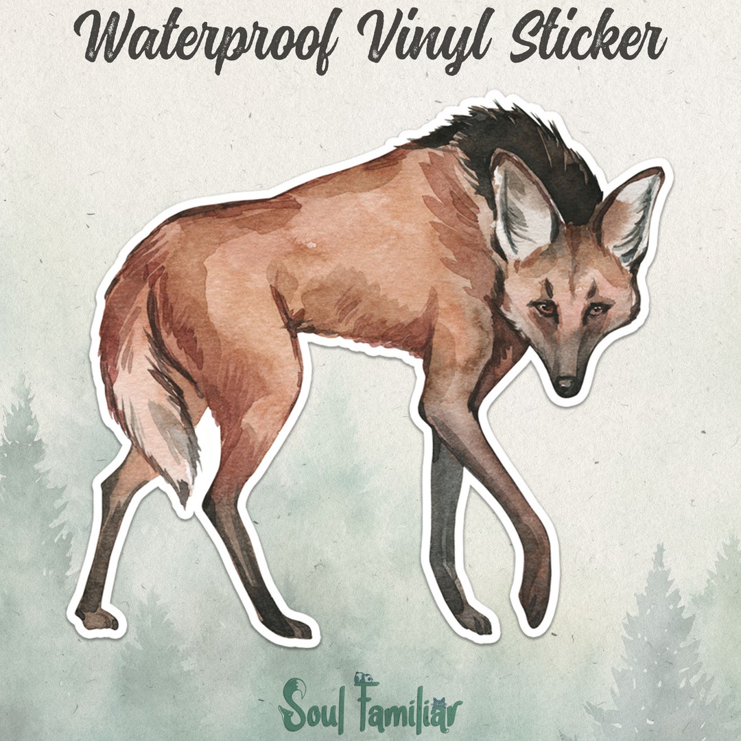 Maned Wolf Sticker Waterproof Vinyl Decal Watercolor Etsy