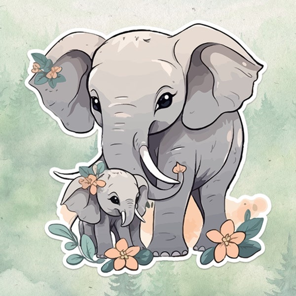 Elephant sticker, Waterproof vinyl decal, Animal lover gifts