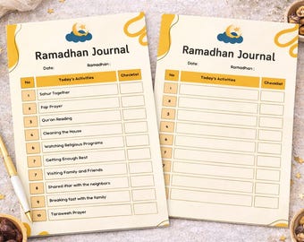 Ramadan Yellow Planner Printable | Daily Salah And Ibadah Tracker, Quran Reading, Gratitude Journal and Mood Log