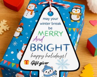 Winter Break Gift Tags | Hope Your Winter Break Is Snow Much Fun | Snowman Student Tags | Christmas Classroom Holiday Favor | Printable