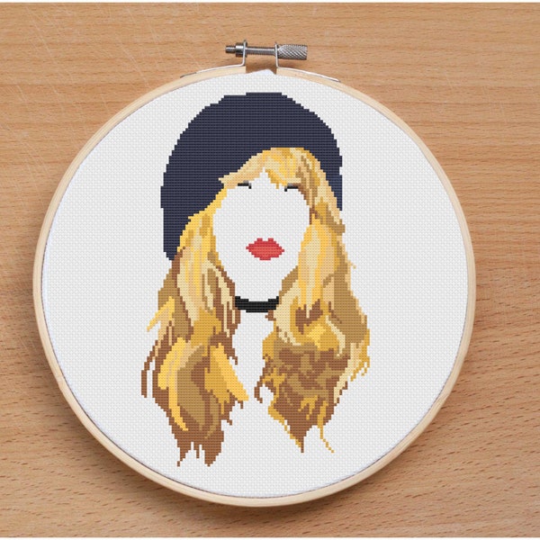 stevie nicks | minimalist portrait | music and diva | cross stitch pattern | x-stitch download