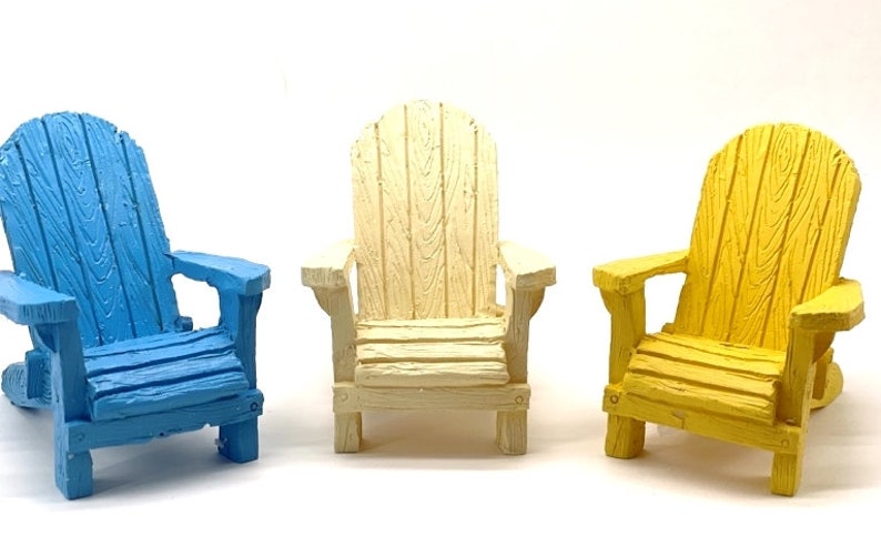 MINIATURE ADIRONDACK CHAIR PAINTED & DECORATED NAUTICAL FAIRY GARDEN DOLLHOUSE MINIATURE ADIRONDACK CHAIR PAINTED & DECORATED NAUTICAL FAIRY GARDEN DOLLHOUSE