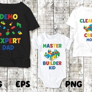 Master Builder SVG-bundel voor familie, baksteenblokken, bouwstenen voor jongens, demo-expert voor meisjes, schoonmaakploeg voor vader, moeder, leuke dag
