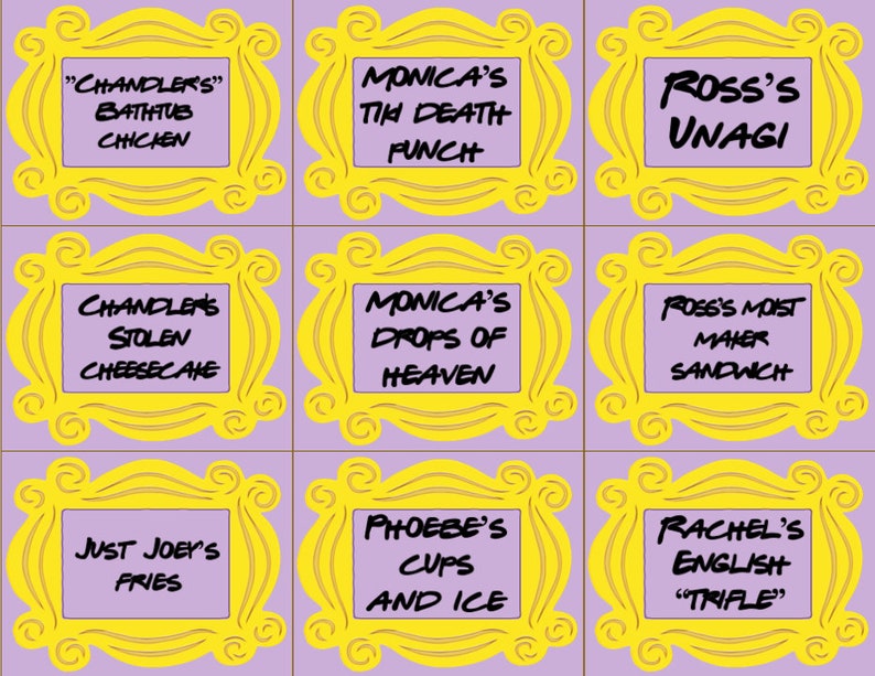 DIGITAL Custom Friends Themed Food Place Cards - Etsy