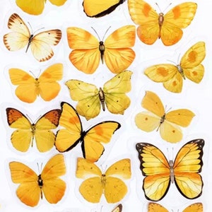Yellow  Butterfly Sticker Set, Watercolour Insect Stickers, Butterflies Crafting Stickers, Pink butterfly Stickers, Butterfly Lover Gift,
