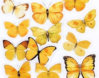 Yellow  Butterfly Sticker Set, Watercolour Insect Stickers, Butterflies Crafting Stickers, Pink butterfly Stickers, Butterfly Lover Gift,