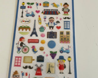 Sonia J Bonjour Paris stickers  - cute Parisians  stickers- diary stickers / journaling stickers - cute stickers - Paris