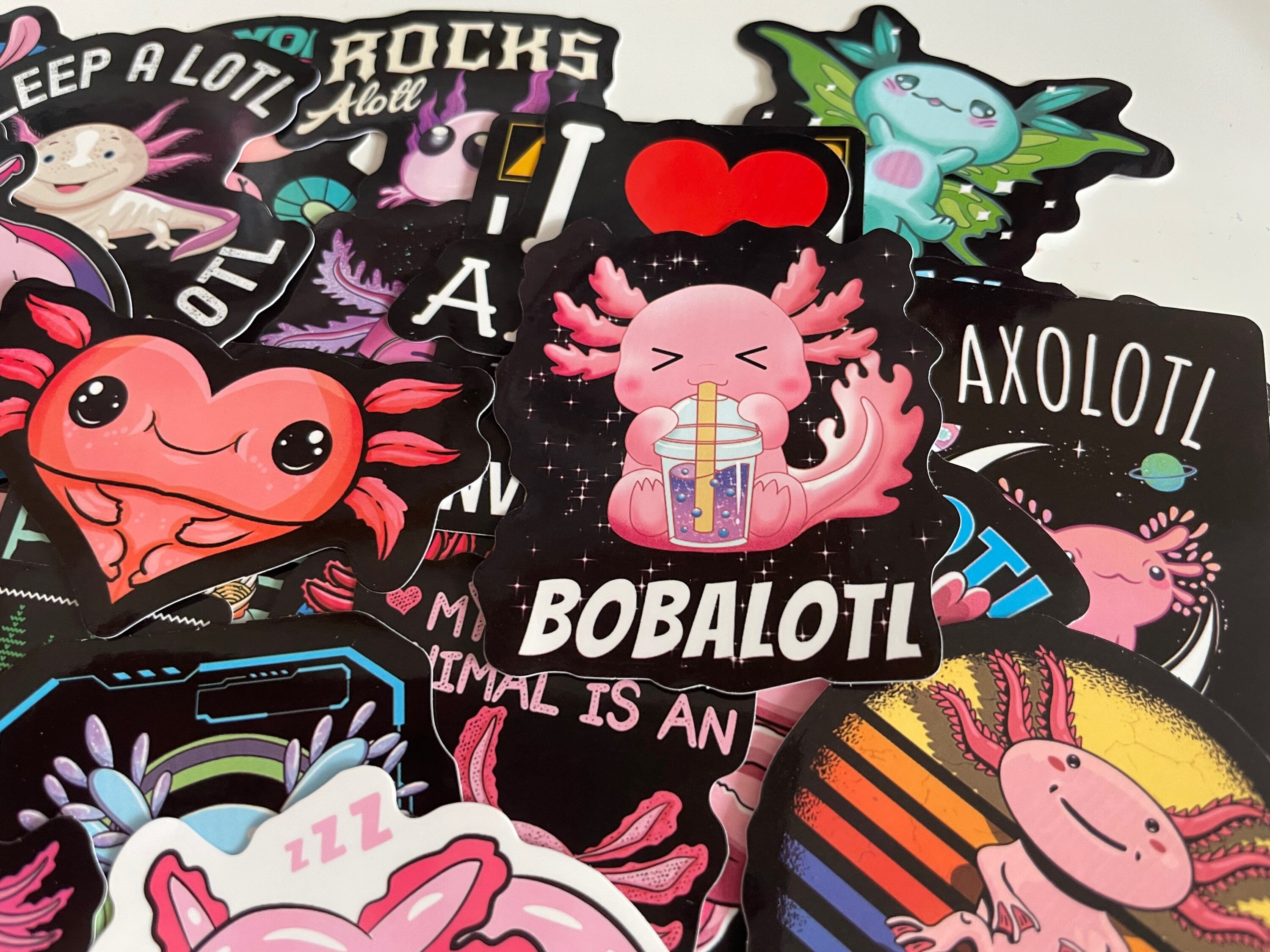 10 Axolotl Stickers, Vinyl Reusable Stickers, Cute Design - Kawaii ...