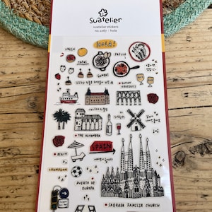 Suatelier-stickers Hola, Spanje, Spaanse stickers, stickers met vakantiethema, stickervel, suatelier-stadsstickers | Holastickers, Barcelona