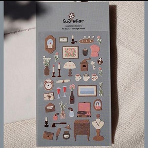 Suatelier Vintage mood Stickers, Victorian house, antique furniture stickers, vintage Home stickers, Journal stickers, BuJo stickers image 1