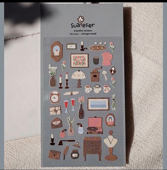 Suatelier Vintage mood Stickers, Victorian house, antique furniture stickers, vintage Home stickers, Journal stickers, BuJo stickers