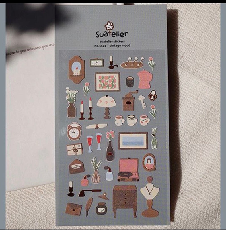 Suatelier Vintage mood Stickers, Victorian house, antique furniture stickers, vintage Home stickers, Journal stickers, BuJo stickers image 1
