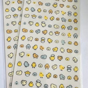 Naklejki z malutkimi żółtymi kurczaczkami | Kawaii zwierząt | żółty ptak | naklejki z naturą i zwierzętami | Kawaii zwierząt | naklejki do planera | rękodzieło | BUJO