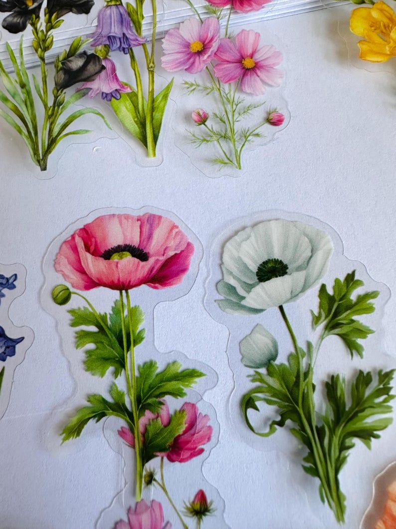Pretty Flowers Sticker Set, Wild Flower Bouquet Stickers, Wildflowers ...