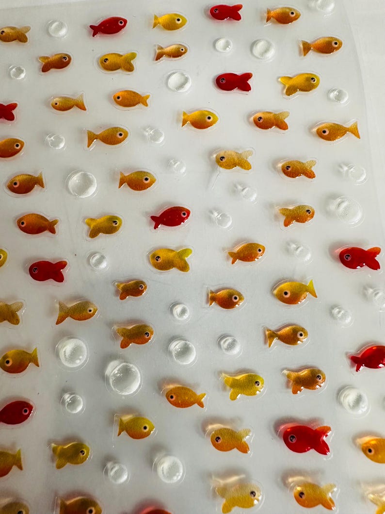 Set med små guldfiskklistermärken, liv, korallrevfiskar, marina klistermärken | naturklistermärken | dagboksklistermärken | pysselmaterial, klistermärken bild 9