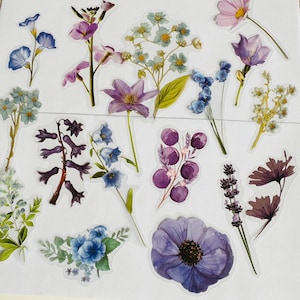 Set di adesivi di fiori secchi, adesivi bouquet di fiori selvatici, adesivi di fiori di campo, adesivi floreali Hippie Boho, adesivi di fiori di prato