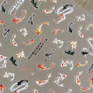 Set med små nagelklistermärken med guldfiskar, liv, korallrevfiskar, marina klistermärken | naturklistermärken | dagboksklistermärken | pysselmaterial, klistermärken bild 3