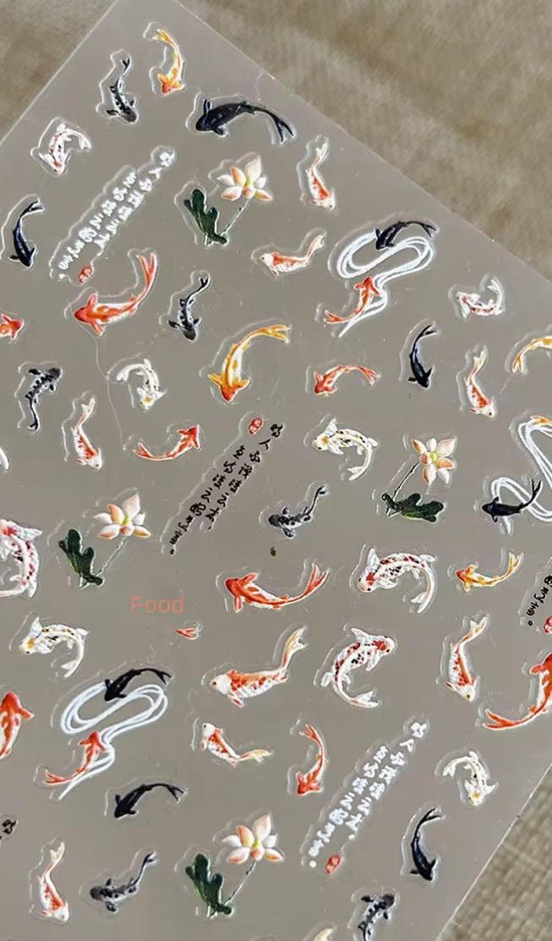 Set med små nagelklistermärken med guldfiskar, liv, korallrevfiskar, marina klistermärken | naturklistermärken | dagboksklistermärken | pysselmaterial, klistermärken bild 3