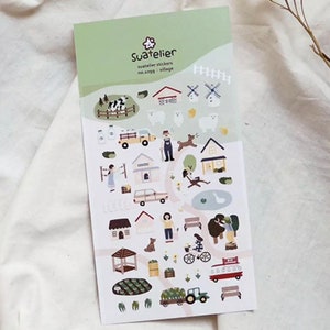 Feuille d'autocollants Ferme, basse-cour, vie rurale, vie à la campagne - autocollants nature - plantes. Belle feuille d'autocollants de qualité. Stickers Suètelier,