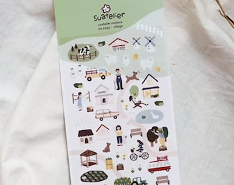 Farm, farmyard, rural life, country living sticker sheet - nature- plant stickers. Beautiful quality sticker sheet. Suetelier stickers,