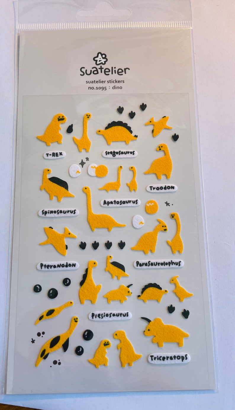 Yellow Creature Sticker Dinosaur / Dino Yellow / Cute Stickers Set. Suatelier - Etsy UK