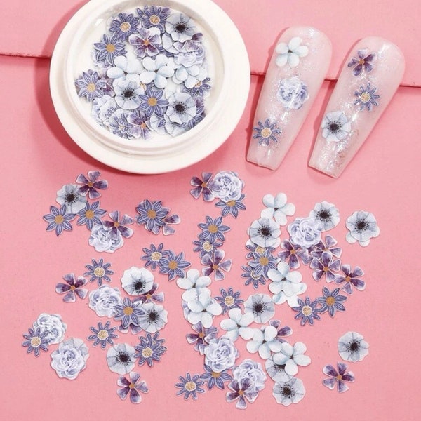 Tiny purple flower Nail decorations / Tiny flower stickers / nail decal / floral nail / holiday nails / nails deco / purple / flower nails