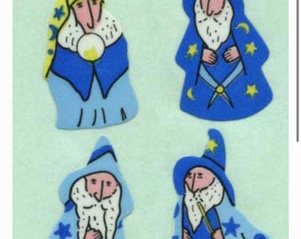 Rare Vintage 90s Japanese Fuzzy Stickers | Retro Kawaii Animal & Wizard Stickers | Collectible Craft Supplies | Pick Your Design
