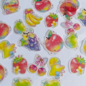 Set di adesivi di frutta, adesivi di bacche, adesivi di banana, adesivi di fragole, adesivi di frutti di bosco, adesivi di prugne, mele, pere, ciliegie