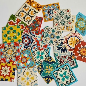 Lot de 10 stickers carrelages marocains de la Méditerranée. Stickers PAPIER mignons - lot d'autocollants | Beaux designs