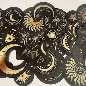 Black moon | star | witch | | gothic | black magic/ spirits | stickers | black moon | gold moon | bullet journal | scrapbook | witch