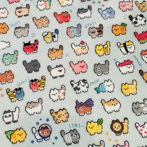 Tiny kitty cat stickers | Kawaii animal | kitty stickers  | nature and animal stickers | Kawaii animals | planner stickers | craft | BUJO