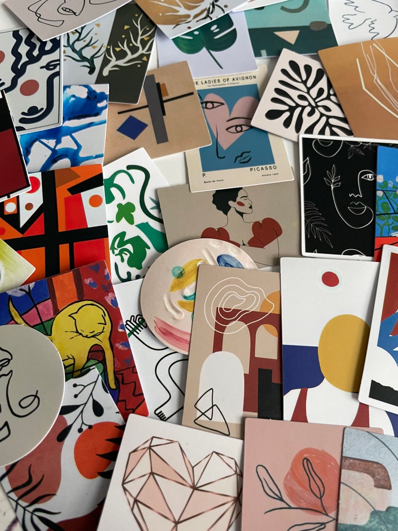 Vinyl Abstract Art Stickers | Die Cut Decal Set | Waterproof Reusable ...