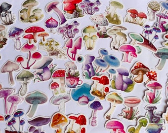 10 mixed colour mushroom stickers  / woodland /planner stickers / craft stickers / pastel mushroom / sep stickers / wild mushroom / mushroom