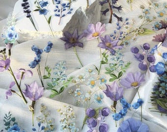 Lila Blumen-Aufkleber, Wildblumenstrauß-Aufkleber, Stiefmütterchen-Aufkleber, Hippie Boho Blumenaufkleber, Wiesenblumen-Aufkleber