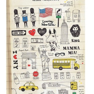 Suatelier New York themed stickers,  large vinyl sticker sheet, NYC , American  travel stickers, UK