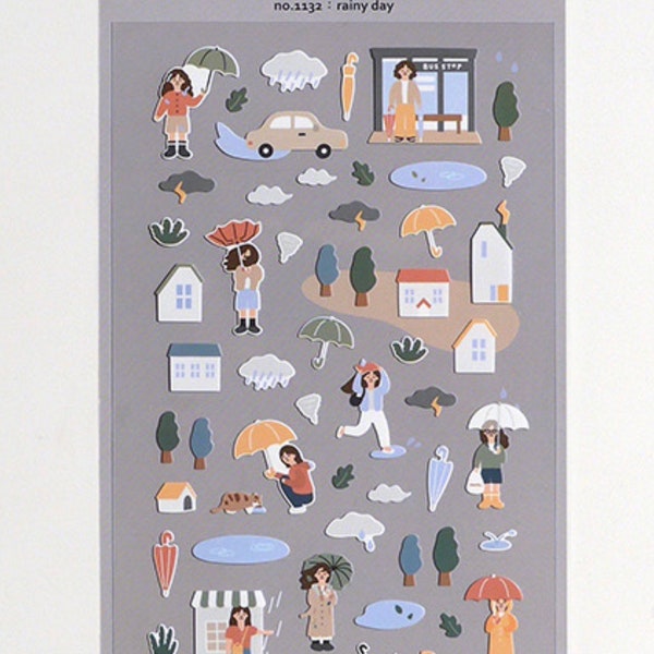 Suetelier “rainy day” sticker sheet / summer stickers / Ice cream / park / happiness stickers / planner stickers / BUJO stickers / journal