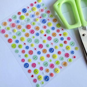 Mini nail jelly face stickers , monster sticker sheet suatelier. Tiny stickers/ mini stickers / nail decal / nail decorations / diary decor
