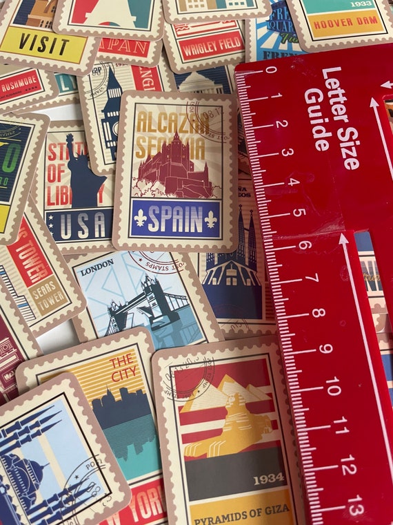 50Pcs Vintage Stamp Stickers, Retro Travel Sticker for Teens Adults,  Waterproof Vinyl Stickers for Scrapbook Laptop Water Bottle Skateboard