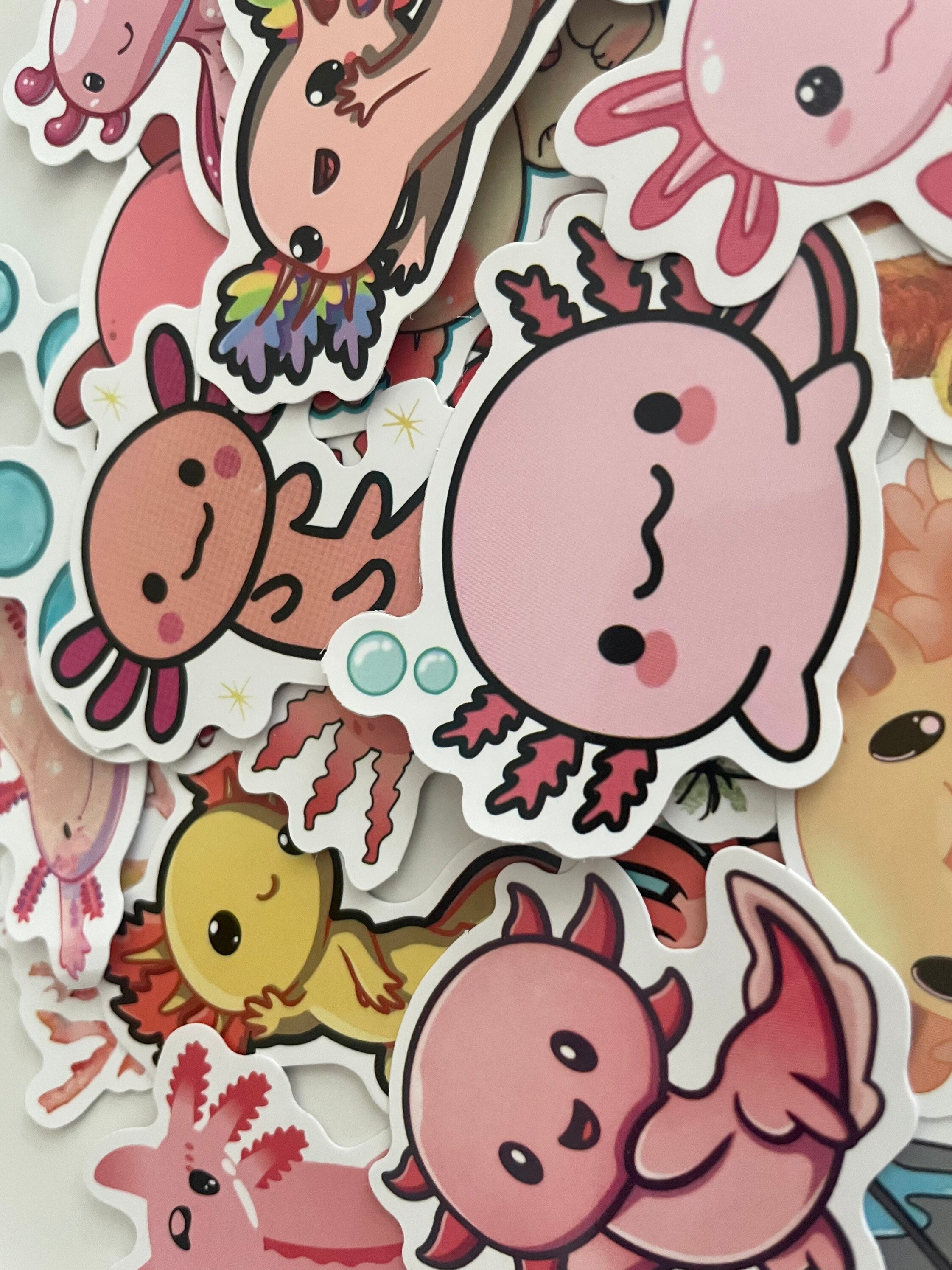 10 Axolotl Stickers, Vinyl Reusable Stickers, Cute Design - Kawaii ...