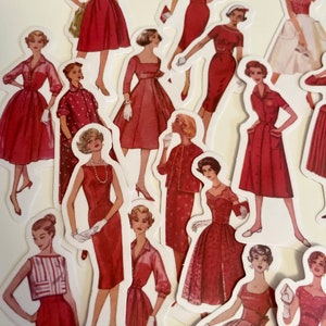 Vintage fashion stickers set / 1950’s fashion / vintage aesthetic stickers | bullet journal | Diary stickers