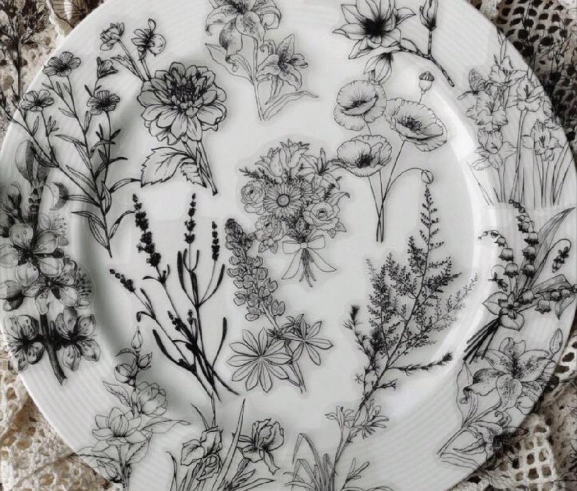 10 Black and White Flower Sticker Pack | Waterproof Reusable Set ...